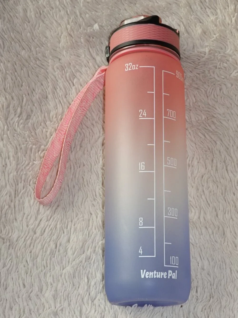 Venture Pal 32oz Motivational Water Bottle with Time Marker Ombre Pink Blue NWOT